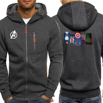 

The Avengers Fleece Hoodies Men Novelty Printing Mens Jacket Zip Casual Warm Tracksuit Hip Hop Harajuku Male Clothing Streetwear