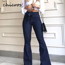 Chicros calças de brim de cintura alta mãe jeans cintura alta calças de brim macacões faixas de algodão