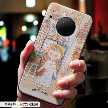 

Mate30 Hong Kong Retro street small girl sketch oil painting embossed Relief case For Huawei Mate 30 Pro Mate30Pro case