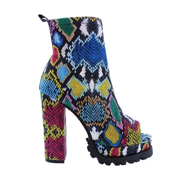 Новые зимние женские ботинки; большие размеры 34-44 сандалии-трубы с открытым носком на платформе и высоком каблуке модные кожаные рабочие ботинки для улицы - Color: Multi