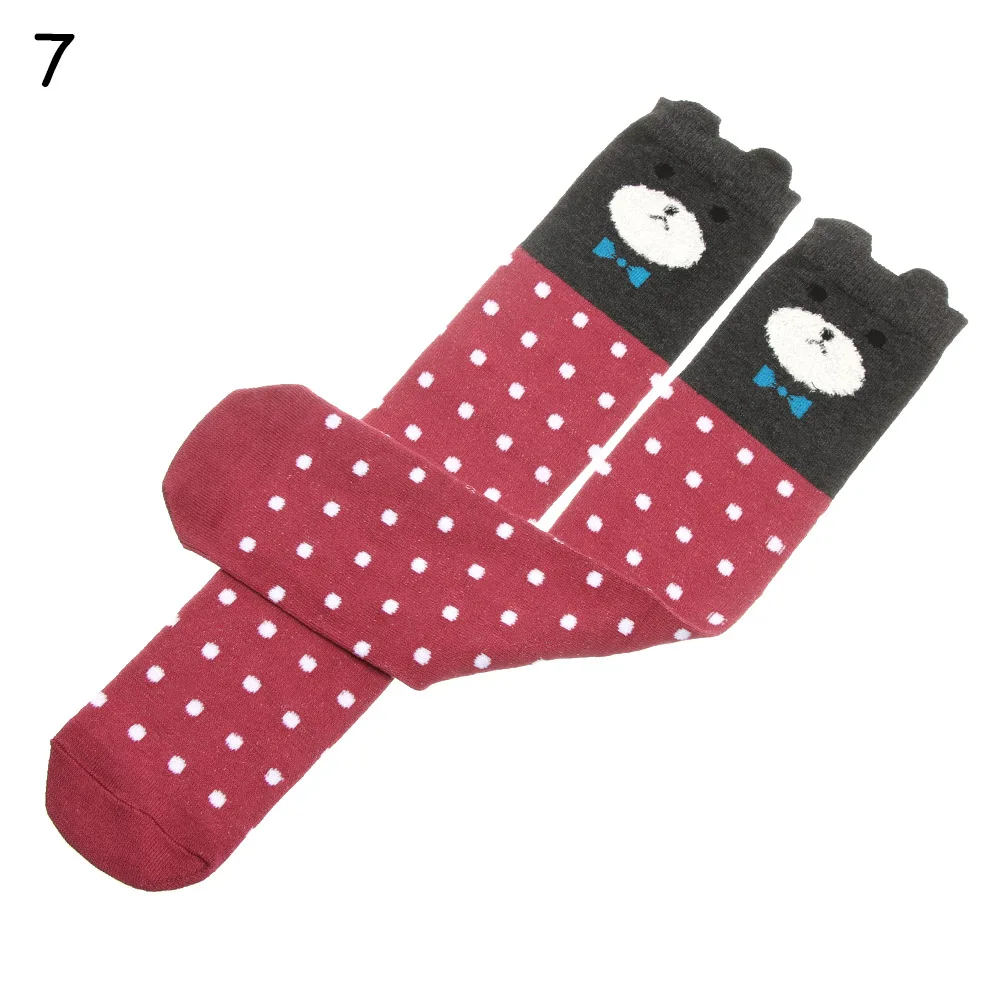 7 3-12 Years Kids Cute Cartoon Cotton Socks Children Animal Bear Pattern Socks Baby Girls Knee High Long Legs Warmers Socks - Цвет: 7
