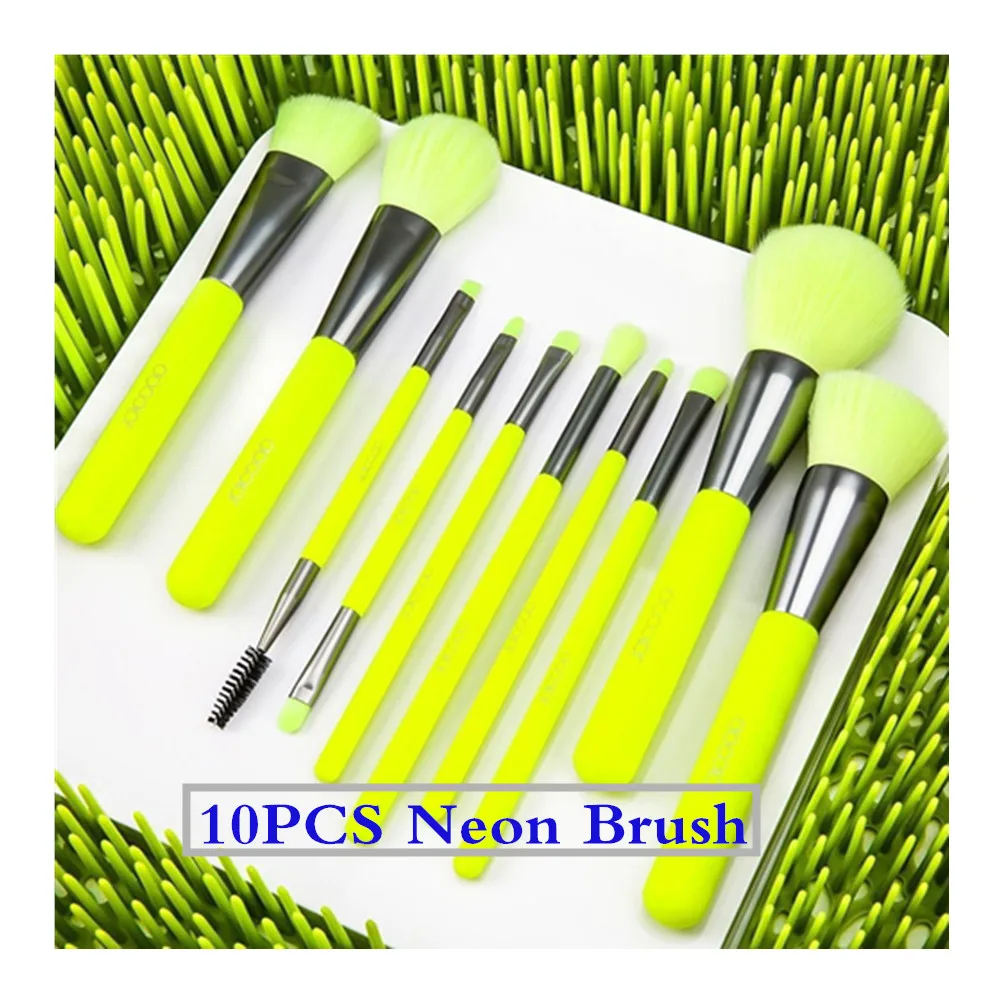 10Pcs Neon Makeup Brushes Powder Foundation Eyeshadow Professional Make Up Brushes Set Hair Synthetic Cosmetics Brush