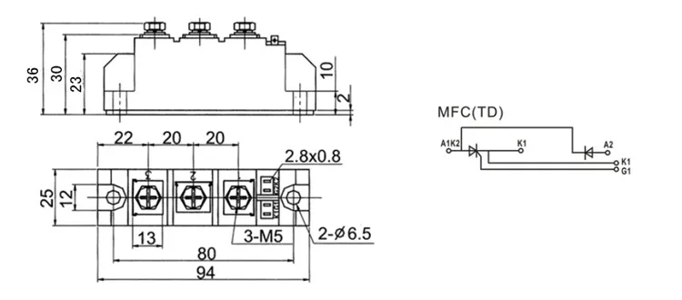 Тиристорный выпрямитель модуль MFC110-16MFC110A1600V
