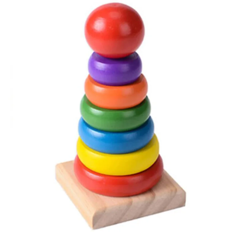 Деревянный блок игрушка радуга башня блоки Монтессори обучающие игрушки для детей раннего возраста