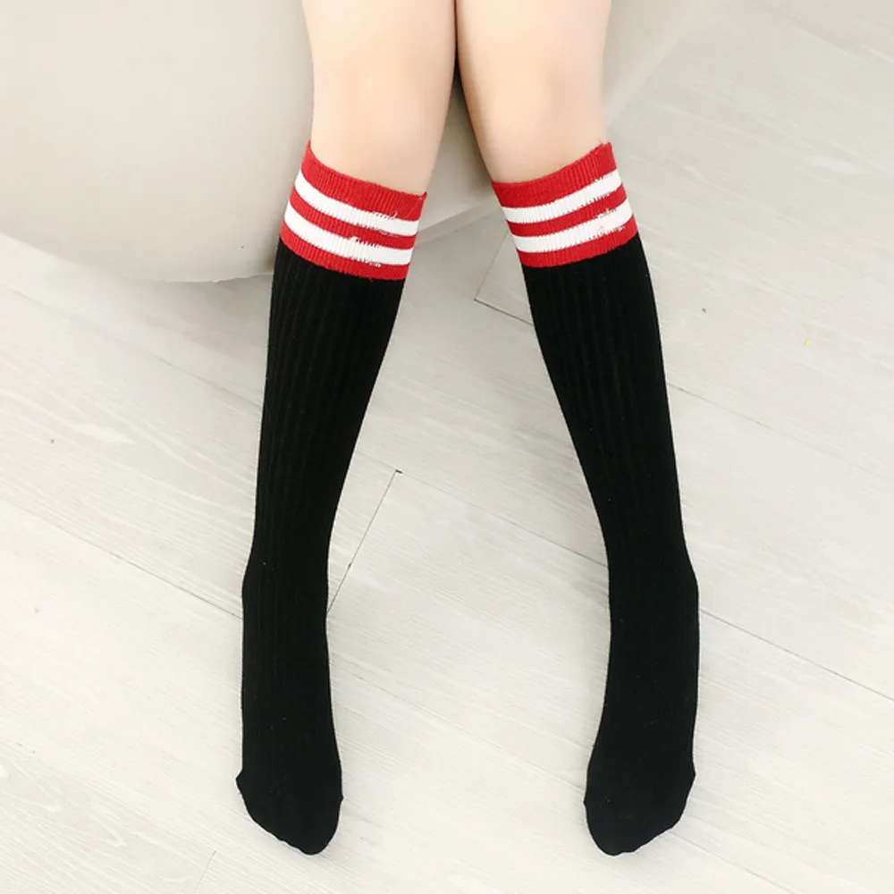 Детские гетры в полоску в консервативном стиле; calcetines divertidos; удобные calcetines altos Funky calcetines; женские длинные - Цвет: Black