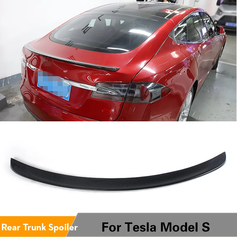 Rear Spoiler For Tesla Model S Sedan 4-Door 2012 - 2019 Rear Trunk Boot Spoiler Wing Trim Sticker Carbon Fiber FRP Matte Gloss car hood