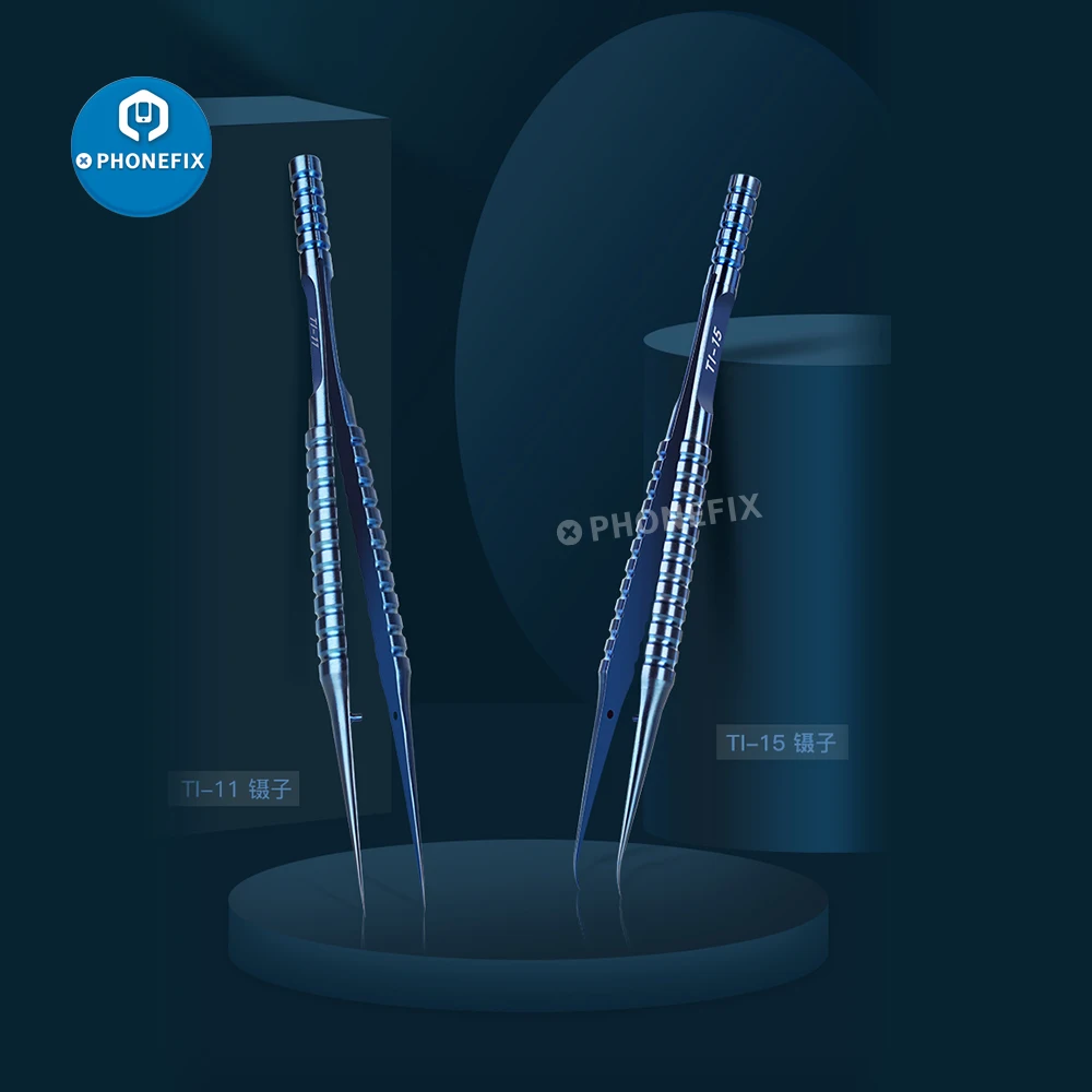 

T1-11/T1-15 Titanium Alloy Tweezers Ultra-precision Fingerprint Tweezers Curved Pointed Tip Forceps Phone PCB Motherboard Repair