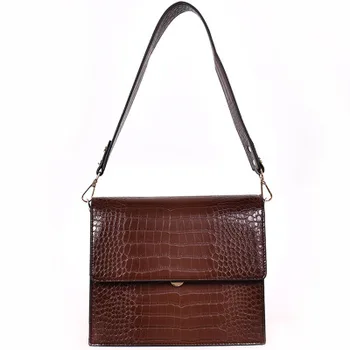 

crocodile Shoulder Bag for Ladies pu Leather large Evening Brown Handbag Crossbody Bag Tablet Bag