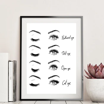 Günstige Moderne Mode Wimpern Extensions Drucke Make-Up Wand Kunst Leinwand Malerei Bild Nordic Poster Schönheit Salon Decor Mädchen Geschenk