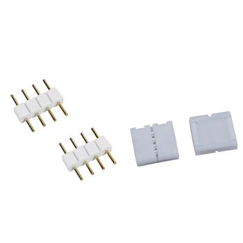 

New 10Pcs 4 Pin Connector Adapter for RGB LED SMD Strip Stripe Waterproof & 5Pcs Male To Male 4 Pin RGB Wire Connectors White fo
