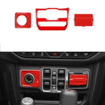

for Jeep Wrangler JL 2018 2019 USB Socket Cigarette Lighter Panel Decoration Cover Trim ABS Carbon Fiber Car Accessories