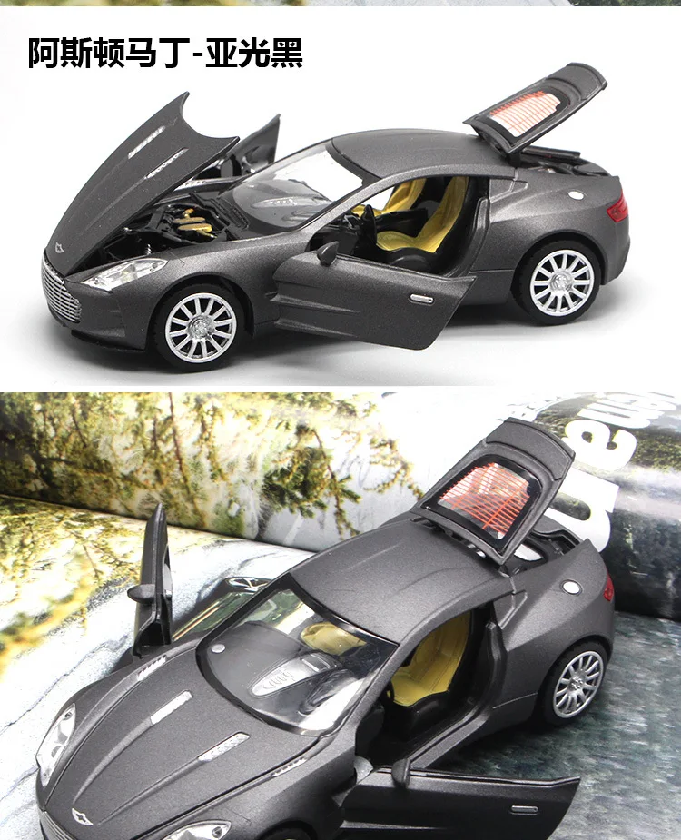 1/32 масштаб Aston Martin литая под давлением модель автомобиля с оттягивающимся задним ходом игрушки со звуковыми огнями сплав автомобиль игрушка детский подарок коллекции