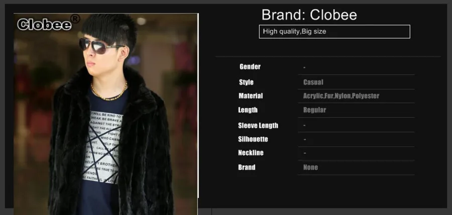 Winter Luxury Faux Mink Fur Rabbit Fur Men Coat And Jacket Long Sleeve Stand Collar Casual Slim Plus Size Overcoat 3XL X820