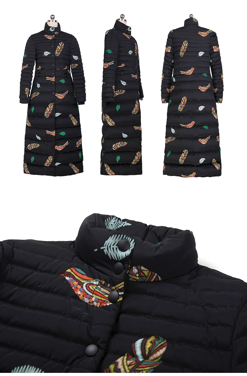 S-4XL, женские парки, космическая хлопковая куртка для женщин, с вышивкой, плотное зимнее длинное пальто, длинное пальто размера плюс, DZ3006