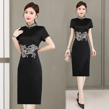 

2020 New Vestido Sexy Plus Size 5xl Dress Embroidery Robe Split Longue Vestidos Bodycon Black Dresses Woman Party Night