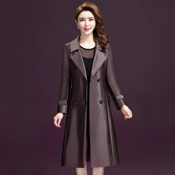 

2020 autumn new Korean fashion lapel long-sleeved windbreaker female long section slim slimming over the knee female jacket