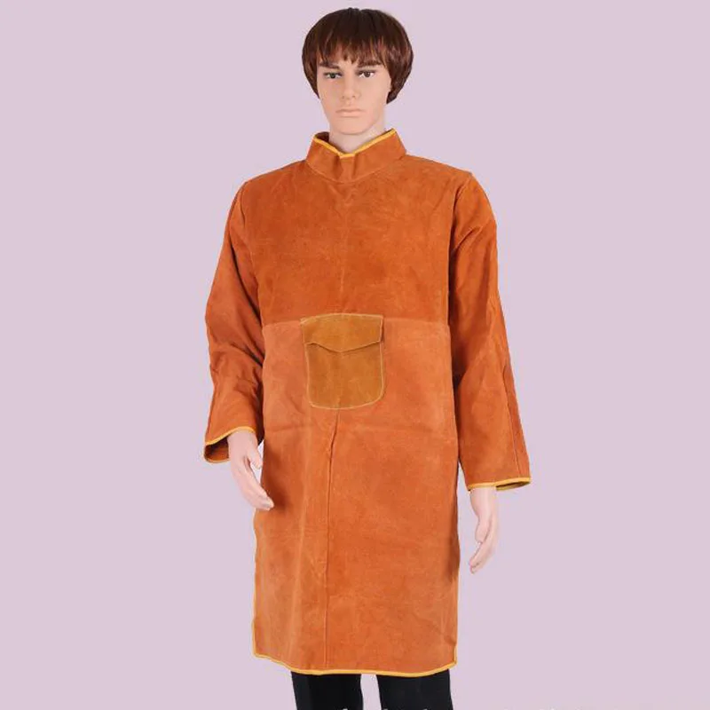 85cm Welding Coat Apron Protective Leather Safety Heat Insulation Yellow