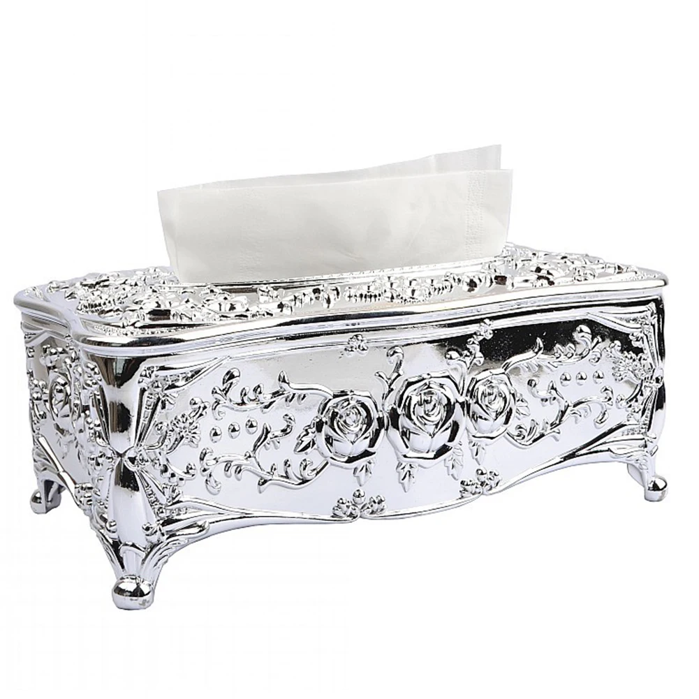 Elegant Kitchen Case Napkin Home Decor European Style Tissue Box Office Bathroom Cover Holder Acrylic - Цвет: Silver