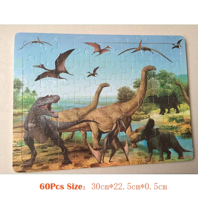 30/40/60 штук динозавр Рекс Indominus пазлы из фильма «Парк Юрского периода»; fallens игрушки Королевства детей раннего обучающая игра деревянная игрушка