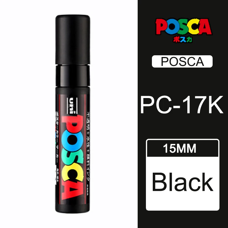 Один кусок Uni Posca PC-17K краска маркер ручка-Экстра Широкий Tip-15mm 8 цветов доступны rotulador - Цвет: black