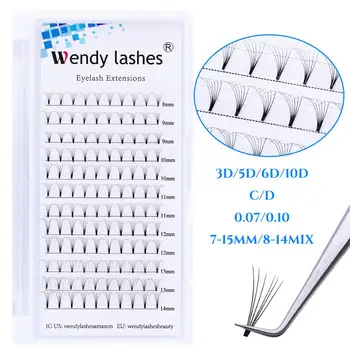 

12 Lines Premade Fans Eyelashes 3D/5D/6D/10D Russian Volume Extension Eyelashes 0.05/0.07/0.10 Faux Mink Eyelashes Makeup Tools