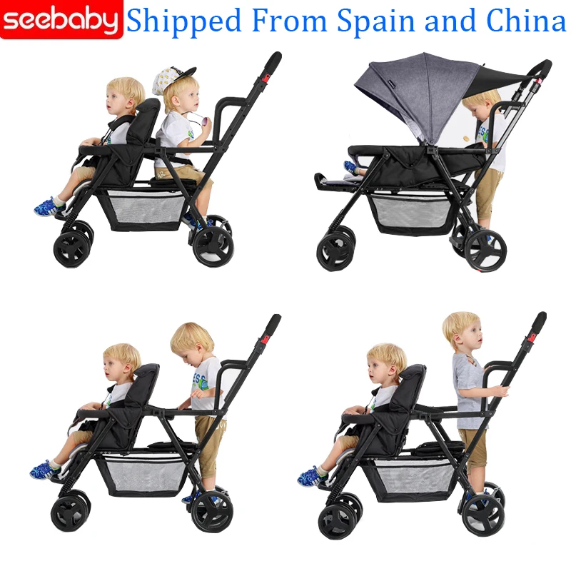 Seebaby פי תאומים בייבי עגלת כפולה Pram 