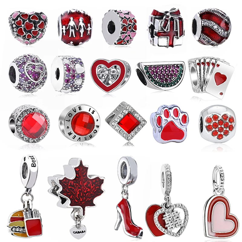 BAOPON 2 шт./лот специальная Красная любовь сердце Корона Шарм бусина Подвеска