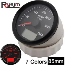 Tacómetro marino de 85mm y 0-3000RPM, medidores de revoluciones LCd con relación de velocidad de RPM, 7 colores de retroiluminación