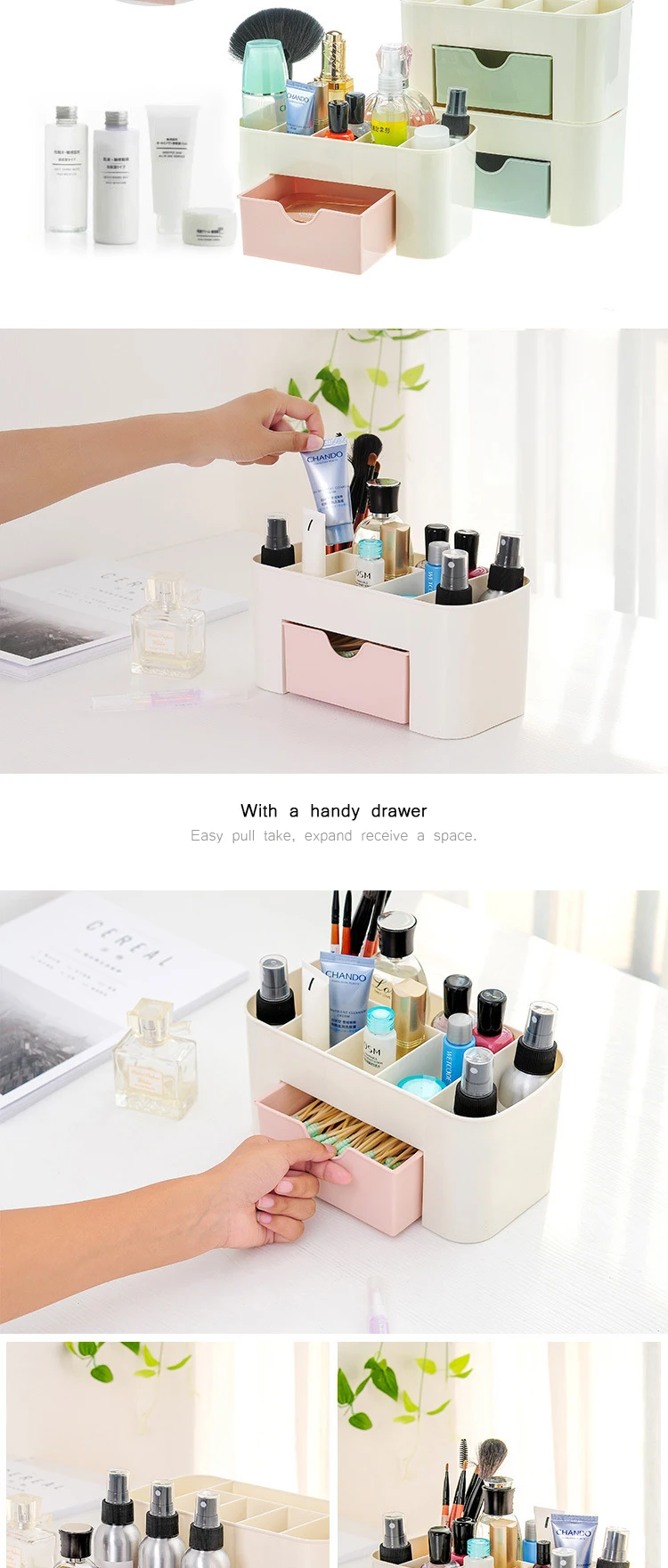 XUNZHE Plastic Drawer Cosmetic Receive Box Arrange Box Desktop Girl Jewelry Skin Care Products Sub-Case Dressing Organizer Box