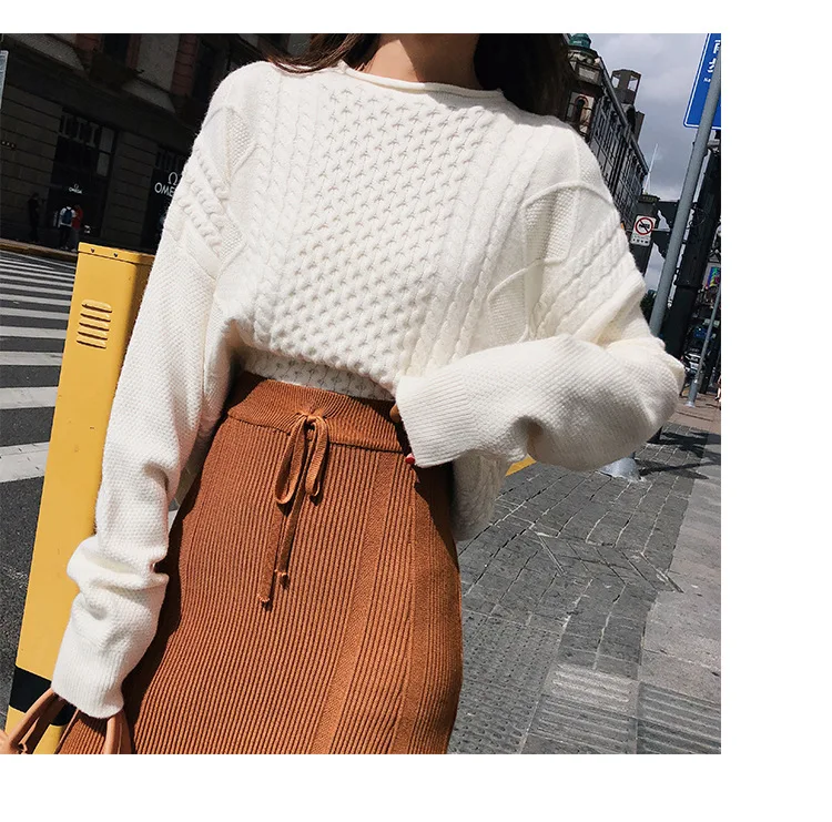 [Dowisi] New Style Autumn& Winter Korean-style High-waisted Casual Sheath Knitted Dress Skirt Women's F5210