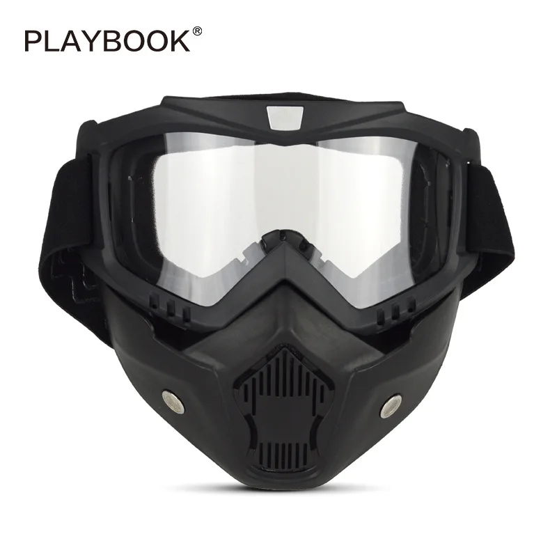 Motorcycle Goggles Mask- Goggles Mask, Road Riding UV Motorbike Glasses with Dustproof Mask, Cool Helmet Glasses Windproof