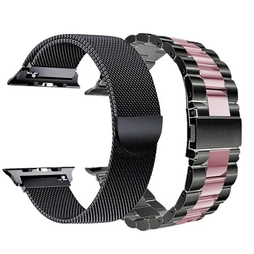 Комбинированный ремешок для Apple Watch Band 38 мм 40 мм 42 мм 44 мм ремешки из нержавеющей стали и Миланского браслета для iWatch 1 2 3 4 - Цвет ремешка: combination 5