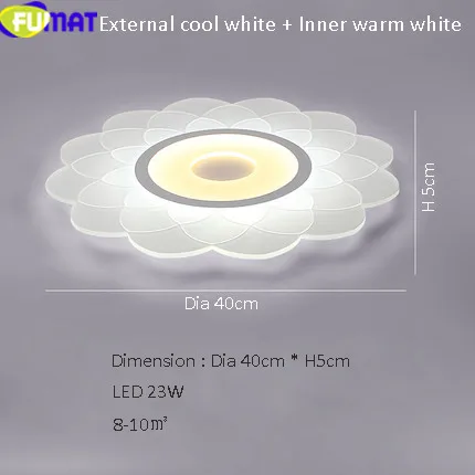 D40cm cool warm Современный потолочный светильник в форме цветка для столовой, гостиной, с регулируемой яркостью и дистанционным управлением, акриловый светодиодный светильник - Цвет корпуса: D40cm cool warm