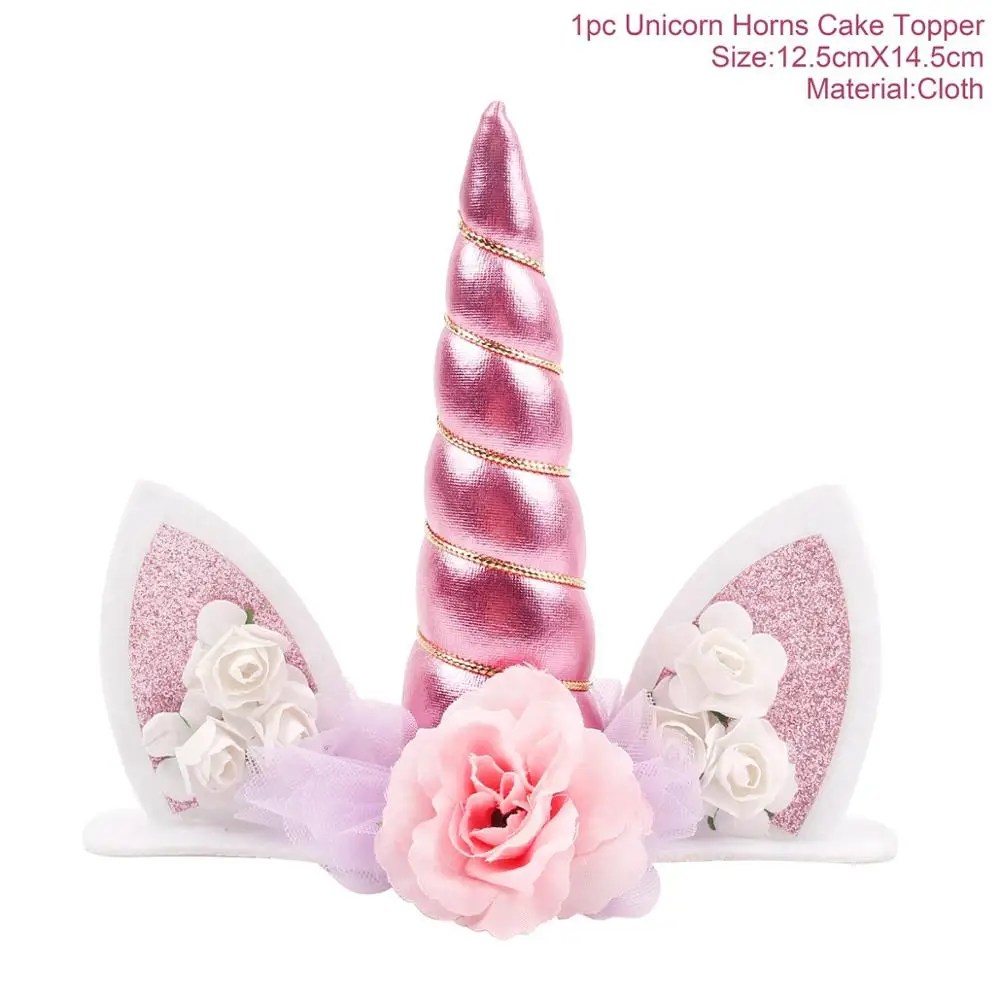 Pink Cake Topper Единорог тарелки с рисунком салфетки для стаканчиков набор посуды Единорог день рождения одноразовые партии посуда День Рождения украшения детей - Цвет: Pink Cake Topper
