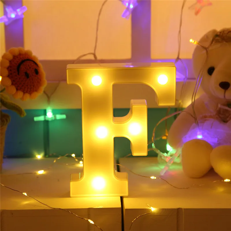 F DIY 26 английские буквы светодиодный ночной Светильник Marquee знак Алфавит 3D настенный ночной Светильник домашняя одежда для свадьбы, дня рождения Декор - Цвет: F