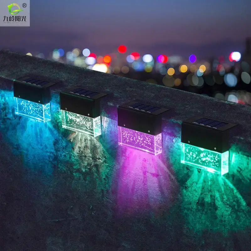 4 шт. RGB + теплый белый солнечный светильник путь лестницы шаг Открытый