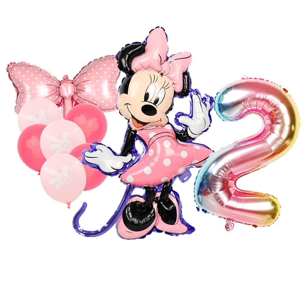 8pcs Minnie Balloons Minnie Mouse Birthday Party Decor Cartoon Foil Balloon Baby Shower Birthday Party Decorations