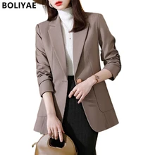 Boliyae Autumn Winter Women's Business Jacket Long Sleeve Elegant Blazers Fashion Office Lady Outerwear Office Suits Coat Top