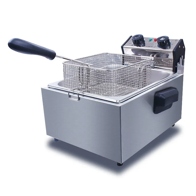 US $257.50 Free shipping Electric Deep Fryers Nonsmoking single cylinder single sieve electric frying pan electric fryer electric fryer 6L