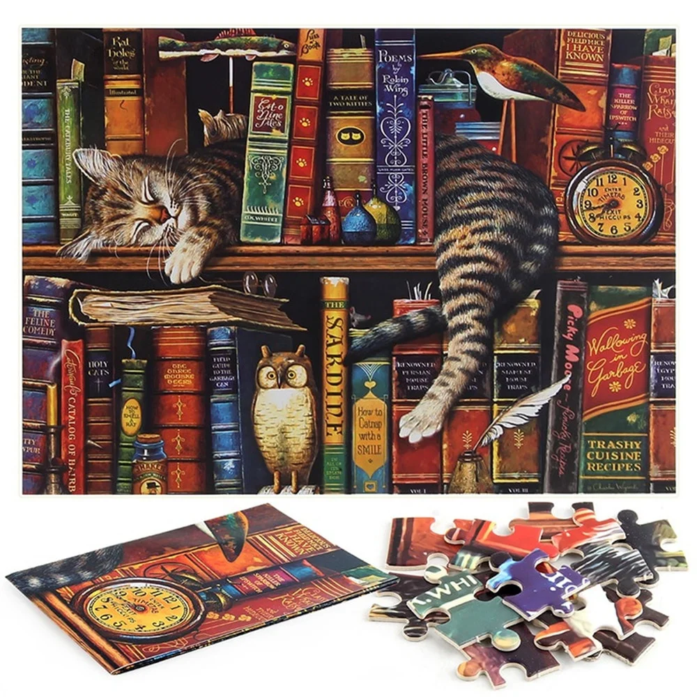 

1000 Pieces Lazy Cat Puzzle Adults Kids Jigsaw Puzzle Modern Art Creativity Home Wall Decoration Recreational Toys