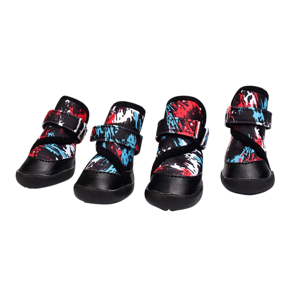 4 Pcs Winter pet dog shoes Waterproof Dog Boots Pet Anti Skid Shoes Warm Skid Proof Sneakers Paw Protectors N F1