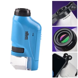 Microscope de poche avec tige éclairée par LED, Microscope portatif, Mini Microscopes portables, cadeau pour enfants, 60 120X 