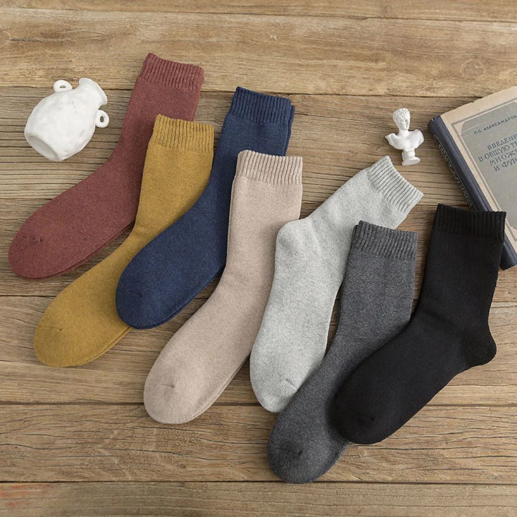 Однотонные осенние носки; повседневные хлопковые носки; теплые носки