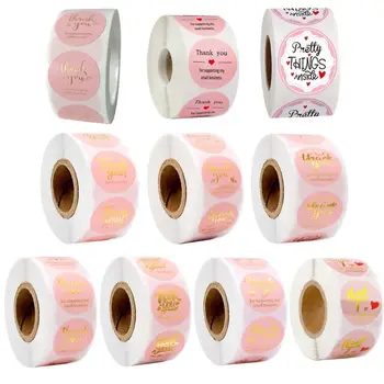 

500pcs/roll Pink DIY Thank You For Your Order Stickers Wedding Handmade with Love Round Seal Labels Scrapbooking Package Station