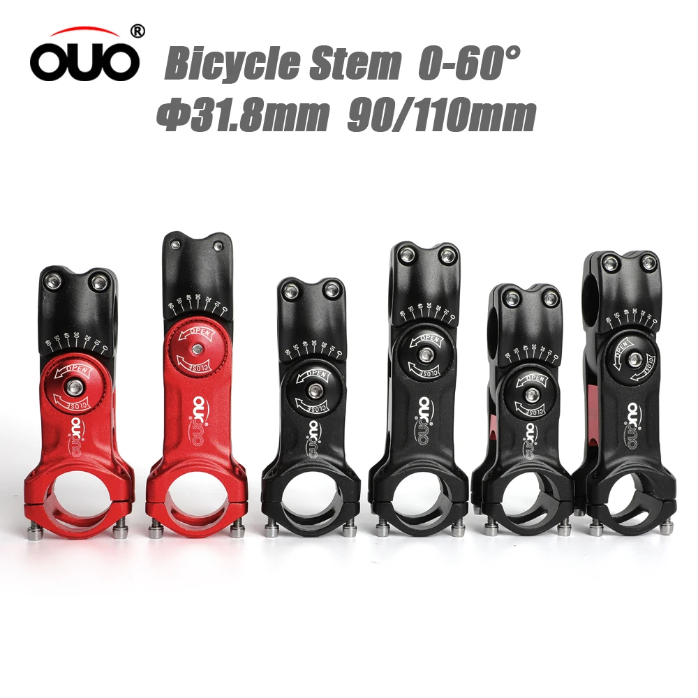 

OUO Adjust Stem 0-60 Degree Adjustable Bike Handlebar Stem 90/110mm MTB Road Bicycle Stem Riser Aluminum Down Stem