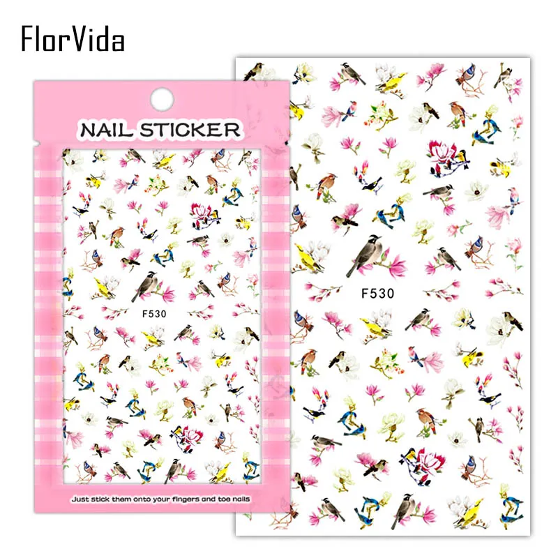 FlorVida F214-220 3D слайдер для ногтей золотые черные наклейки Переводные картинки с бабочками клейкий дизайн для маникюра Советы украшения для ногтей