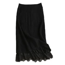 Теплые длинные вязаные зимние шерстяные юбки Женская высокая талия эластичная повседневная юбка в складку Женская юбка миди Saia Faldas Mujer