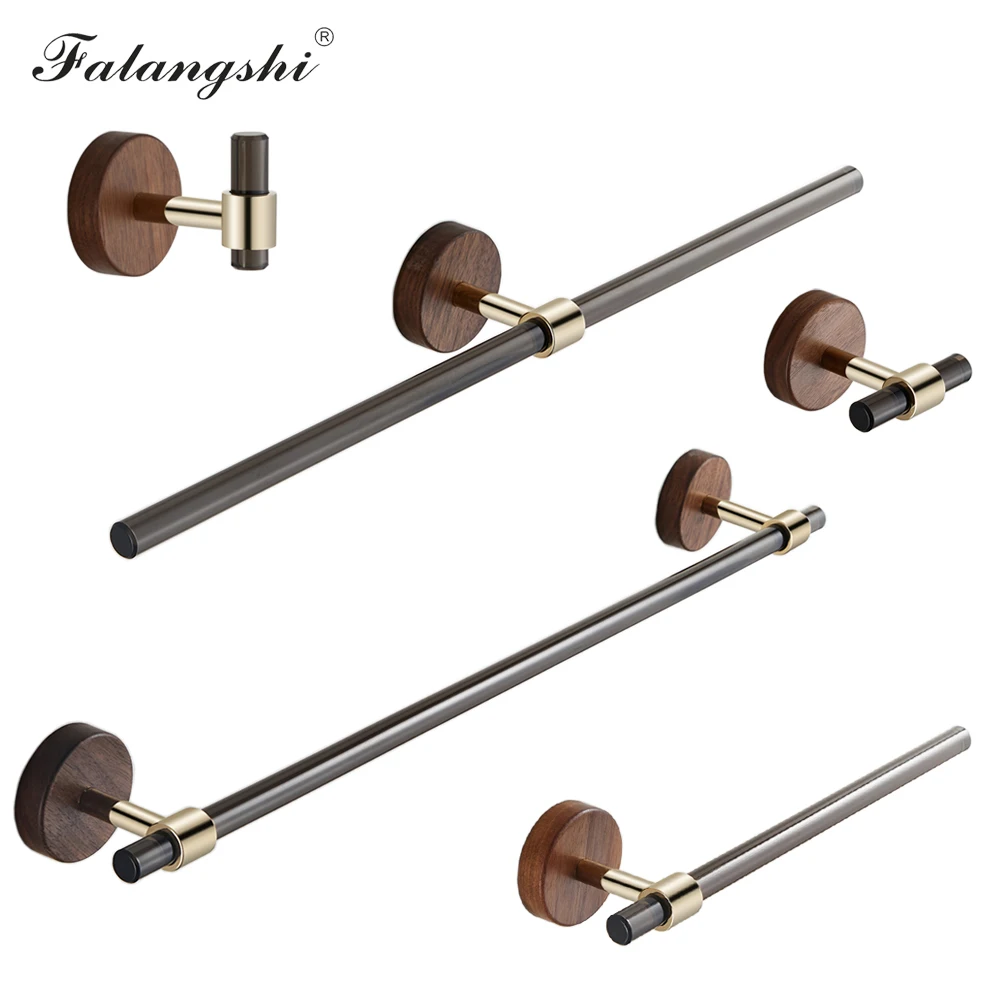 อุปกรณ์ห้องน้ําอะคริลิคผ้าเช็ดตัวผู้ถือวอลนัททองแขวนผ้าเช็ดตัว Robe Hooks ห้องน้ําผู้ถือกระดาษ Wall Mount WB8868 1