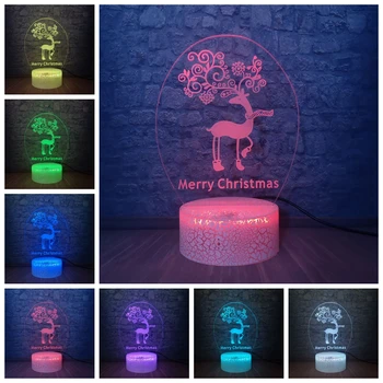 

Reindeer 3D Night Light LED Table Desk Lamp Remote / Touch Control Multicolor Changing Kids Christmas Gift Toys Home Decoration