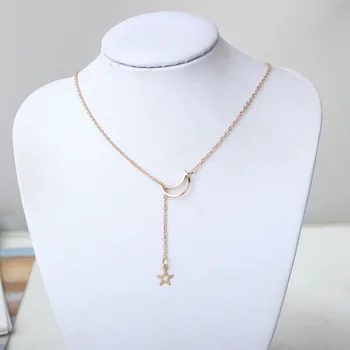 

Fashion Moon Star Pendant Choker Necklace Silver Alloy Chain Necklace Women Clavicle Chain Collar Necklace Jewelry